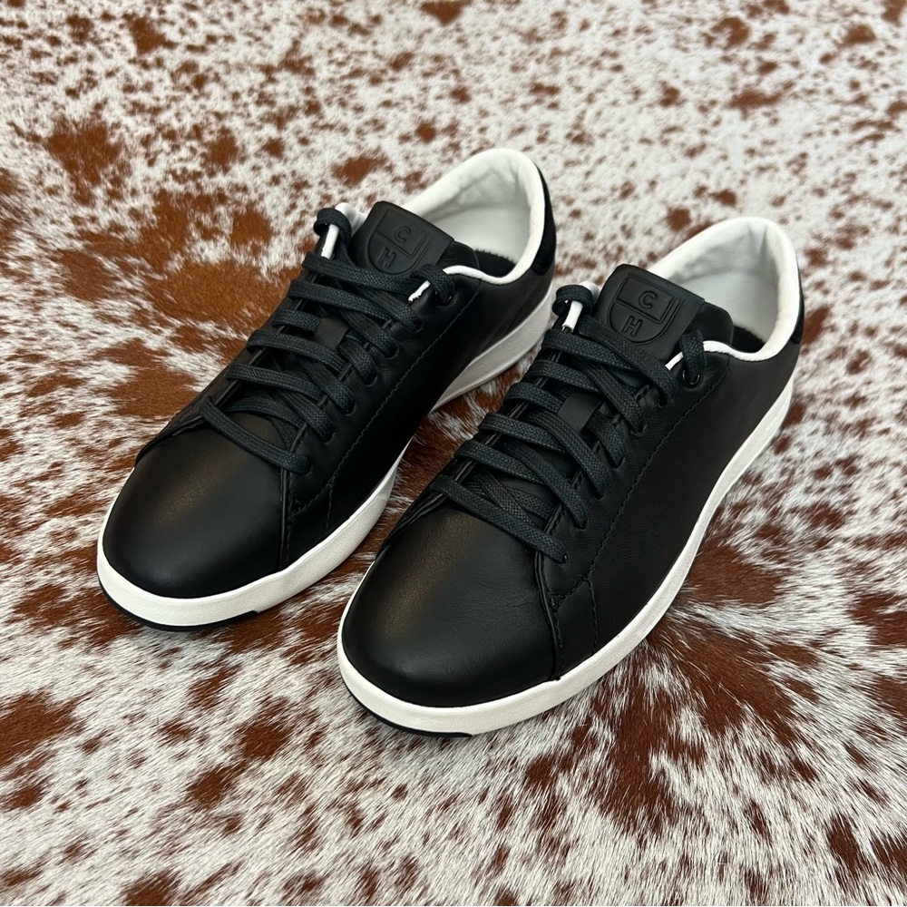 Cole Haan Women's Size 8B GrandPro Tennis Low Leather Black Sneakers Shoes
